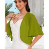imageWomen Bolero Shrug Cardigan Open Front Cover Up Sheer Short Sleeve Kimonos for Evening DressDark Green