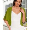 imageWomen Bolero Shrug Cardigan Open Front Cover Up Sheer Short Sleeve Kimonos for Evening DressDark Green