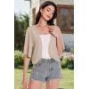 imageWomen Bolero Shrug Cardigan Open Front Cover Up Sheer Short Sleeve Kimonos for Evening DressKhaki