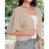 imageWomen Bolero Shrug Cardigan Open Front Cover Up Sheer Short Sleeve Kimonos for Evening DressKhaki