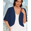 imageWomen Bolero Shrug Cardigan Open Front Cover Up Sheer Short Sleeve Kimonos for Evening DressNavy Blue