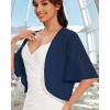 imageWomen Bolero Shrug Cardigan Open Front Cover Up Sheer Short Sleeve Kimonos for Evening DressNavy Blue