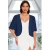 imageWomen Bolero Shrug Cardigan Open Front Cover Up Sheer Short Sleeve Kimonos for Evening DressNavy Blue