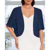 imageWomen Bolero Shrug Cardigan Open Front Cover Up Sheer Short Sleeve Kimonos for Evening DressNavy Blue
