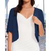imageWomen Bolero Shrug Cardigan Open Front Cover Up Sheer Short Sleeve Kimonos for Evening DressNavy Blue