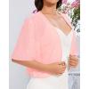 imageWomen Bolero Shrug Cardigan Open Front Cover Up Sheer Short Sleeve Kimonos for Evening DressPink