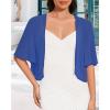 imageWomen Bolero Shrug Cardigan Open Front Cover Up Sheer Short Sleeve Kimonos for Evening DressRoyal Blue