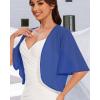 imageWomen Bolero Shrug Cardigan Open Front Cover Up Sheer Short Sleeve Kimonos for Evening DressRoyal Blue