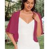 imageWomen Bolero Shrug Cardigan Open Front Cover Up Sheer Short Sleeve Kimonos for Evening DressWine Red