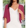 imageWomen Bolero Shrug Cardigan Open Front Cover Up Sheer Short Sleeve Kimonos for Evening DressWine Red