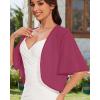 imageWomen Bolero Shrug Cardigan Open Front Cover Up Sheer Short Sleeve Kimonos for Evening DressWine Red