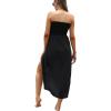 imageWomens Beach Dress Summer Maxi Sundress Strapless Hawaiian Cover Ups Asymmetrical Wrap DressesA Solid Black