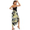 imageWomens Beach Dress Summer Maxi Sundress Strapless Hawaiian Cover Ups Asymmetrical Wrap DressesBlack Yellow Flowers