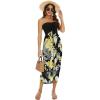 imageWomens Beach Dress Summer Maxi Sundress Strapless Hawaiian Cover Ups Asymmetrical Wrap DressesBlack Yellow Flowers