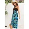 imageWomens Beach Dress Summer Maxi Sundress Strapless Hawaiian Cover Ups Asymmetrical Wrap DressesBlack and Lightblue
