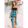 imageWomens Beach Dress Summer Maxi Sundress Strapless Hawaiian Cover Ups Asymmetrical Wrap DressesBlack and Lightblue