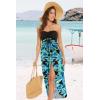 imageWomens Beach Dress Summer Maxi Sundress Strapless Hawaiian Cover Ups Asymmetrical Wrap DressesBlack and Lightblue