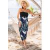 imageWomens Beach Dress Summer Maxi Sundress Strapless Hawaiian Cover Ups Asymmetrical Wrap DressesBlack and Plam Leaf