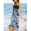 imageWomens Beach Dress Summer Maxi Sundress Strapless Hawaiian Cover Ups Asymmetrical Wrap DressesBlue Black Leaf