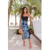 imageWomens Beach Dress Summer Maxi Sundress Strapless Hawaiian Cover Ups Asymmetrical Wrap DressesBlue Black Leaf