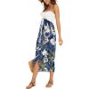 imageWomens Beach Dress Summer Maxi Sundress Strapless Hawaiian Cover Ups Asymmetrical Wrap DressesNavy Leaf Flower