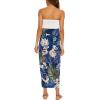 imageWomens Beach Dress Summer Maxi Sundress Strapless Hawaiian Cover Ups Asymmetrical Wrap DressesNavy Leaf Flower