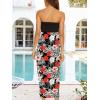 imageWomens Beach Dress Summer Maxi Sundress Strapless Hawaiian Cover Ups Asymmetrical Wrap DressesRed White Flower