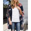 imageWomens Floral Print Puff Sleeve Kimono Cardigan Loose Cover Up Casual Blouse TopsA Black Floral