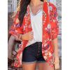 imageWomens Floral Print Puff Sleeve Kimono Cardigan Loose Cover Up Casual Blouse TopsAa Boho Red