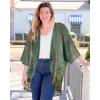 imageWomens Floral Print Puff Sleeve Kimono Cardigan Loose Cover Up Casual Blouse TopsArmy Green Floral