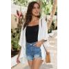 imageWomens Floral Print Puff Sleeve Kimono Cardigan Loose Cover Up Casual Blouse TopsB Solid White
