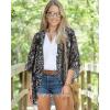 imageWomens Floral Print Puff Sleeve Kimono Cardigan Loose Cover Up Casual Blouse TopsBlack Brief Flowers