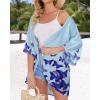 imageWomens Floral Print Puff Sleeve Kimono Cardigan Loose Cover Up Casual Blouse TopsButterflies on Blue