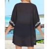 imageWomens Floral Print Puff Sleeve Kimono Cardigan Loose Cover Up Casual Blouse TopsC Black Flower