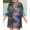 imageWomens Floral Print Puff Sleeve Kimono Cardigan Loose Cover Up Casual Blouse TopsColorful Leopard