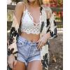 imageWomens Floral Print Puff Sleeve Kimono Cardigan Loose Cover Up Casual Blouse TopsDasiy Khaki