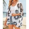 imageWomens Floral Print Puff Sleeve Kimono Cardigan Loose Cover Up Casual Blouse TopsDasiy White