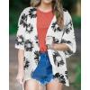 imageWomens Floral Print Puff Sleeve Kimono Cardigan Loose Cover Up Casual Blouse TopsDasiy White