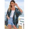 imageWomens Floral Print Puff Sleeve Kimono Cardigan Loose Cover Up Casual Blouse TopsFirefly Blue Print
