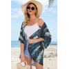 imageWomens Floral Print Puff Sleeve Kimono Cardigan Loose Cover Up Casual Blouse TopsFirefly Blue Print