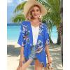 imageWomens Floral Print Puff Sleeve Kimono Cardigan Loose Cover Up Casual Blouse TopsRayol Blue Floral