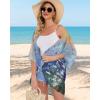 imageWomens Floral Print Puff Sleeve Kimono Cardigan Loose Cover Up Casual Blouse TopsSunset and Flowers