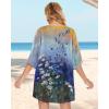 imageWomens Floral Print Puff Sleeve Kimono Cardigan Loose Cover Up Casual Blouse TopsSunset and Flowers