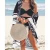 imageWomens Kimono Swimsuit Coverups Summer Beach Casual Loose Cardigans for SwimwearBlack Boho