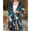 imageWomens Kimono Swimsuit Coverups Summer Beach Casual Loose Cardigans for SwimwearBlack Green White