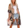 imageWomens Kimono Swimsuit Coverups Summer Beach Casual Loose Cardigans for SwimwearBlack Khaki Ethnic