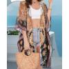 imageWomens Kimono Swimsuit Coverups Summer Beach Casual Loose Cardigans for SwimwearBlack Khaki Ethnic