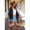 imageWomens Kimono Swimsuit Coverups Summer Beach Casual Loose Cardigans for SwimwearBlack Tropical Plants