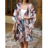 imageWomens Kimono Swimsuit Coverups Summer Beach Casual Loose Cardigans for SwimwearBlack White Brown