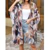 imageWomens Kimono Swimsuit Coverups Summer Beach Casual Loose Cardigans for SwimwearBlack White Brown
